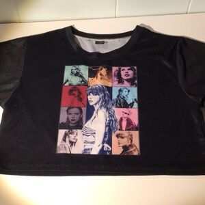 Black Kids Short Sleeve Cropped Taylor Swift Shirt